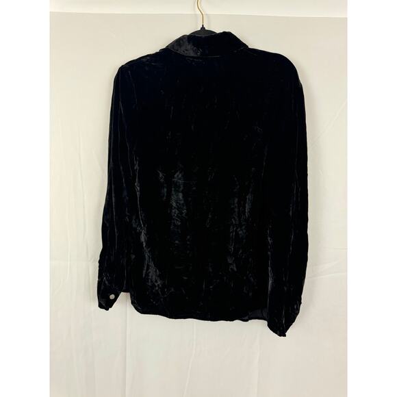 Pursuits Ltd. Black Velvet Button-Up Shirt, Women’s Size 16, Silk Blend, Retro - Picture 4 of 6